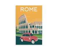 WBBART Poster vintage su tela, motivo: Roma, Italia, Colosseo, decorazione artistica da parete, poster decorativo moderno per la famiglia, 20 x 30 cm