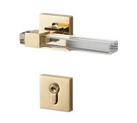 WBBAYDRFR Serratura for Porta Divisa in Ottone, for Interni, Camera da Letto, in Legno massello, silenziosa, con pomolo in Cristallo