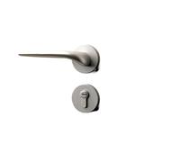 WBBAYDRFR Serratura for porta interna, camera da letto, bagno, maniglia for porta in legno massello di bronzo giallo italiano, adatta for spessori porta: 35-50 mm(Brushed Nickel,Without key)