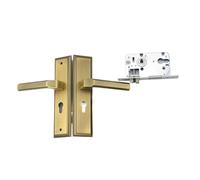 WBBAYDRFR Serratura for porta interna in lega di zinco, in bronzo giallo, integrata, silenziosa, meccanica, in bronzo verde, for camera da letto(Yellow Bronze)
