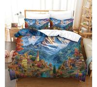 WBCFGHJKN Alpi svizzere Biancheria Da Letto 3 Pezzi Set Copripiumino E Federa Coordinata Per Ragazzi E Ragazze Double（200x200cm）