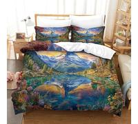 WBCFGHJKN Alpi svizzere Copripiumino, Biancheria Da Letto 3 Pezzi Set Con Cerniera E Federe Per Coppie,camera Da Letto,Single（135x200cm）