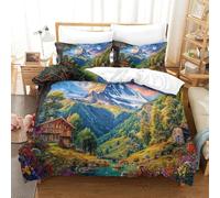 WBCFGHJKN Alpi svizzere Copripiumino, Biancheria Da Letto 3 Pezzi Set Con Cerniera E Federe Per Coppie,camera Da Letto,Super King（260x220cm）