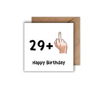 WBdesignz 30 biglietti regalo di compleanno con busta, con dito medio, per il 30° compleanno, 29 + 1" Happy Birthday (125 x 125 mm)