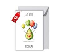 WBdesignz Avocado - Biglietto di auguri di compleanno con busta - Avo Good Birthday divertente biglietto di auguri vegano (XXL DIN A4)
