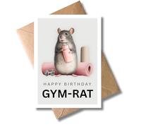 WBdesignz Biglietto con busta, carte fitness umoristiche per compleanno, divertenti carte da palestra per gli appassionati di sport, allenamento Queen/Gym Rat (DIN A6)