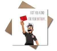 WBdesignz Biglietto di auguri di compleanno con busta, per compleanno, calcio, arbitro, divertente biglietto pieghevole con biglietto rosso, con busta per uomini, amici o appassionati di calcio (125 x