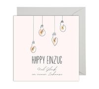 WBdesignz Biglietto di auguri per trasloco - Lampadina felice nuova fase della vita cambiamento casa biglietto di auguri apprezzamento supporto gioia (XXL 22 x 22 cm, felice inaugurazione)
