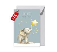 WBdesignz Biglietto di condoglianze per bambini con elefante con busta, "Buon viaggio a forma di stella piccola", biglietto di addio per bambini, biglietto di condoglianze (XXL DIN A4)