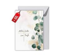 WBdesignz Biglietto per battesimo con busta di eucalipto, biglietto di auguri per il sacro battesimo, tutto l'amore per il battesimo eucalipto ramoscello oro croce acquerello carta regalo per genitori