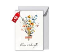 WBdesignz Grazioso biglietto di incoraggiamento con busta - Bellissimo biglietto di consolazione "Alles wird gut!" Biglietto di incoraggiamento per amici partner colleghi (XXL DIN A4)