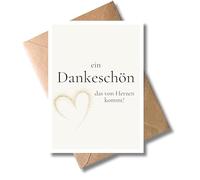 WBdesignz Moderno biglietto di ringraziamento con busta - Un ringraziamento che viene dal cuore - Biglietto di auguri minimalista grazie per donne, uomini, colleghi - Amori auguri (DIN A6)