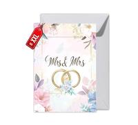 WBdesignz Queer - Biglietto di auguri per matrimonio con busta, per donne e fiori, in oro, per coppia di sposi, amore, fidanzamento, biglietto di matrimonio LGBTQ+ (XXL DIN A4, Mr & Mrs)