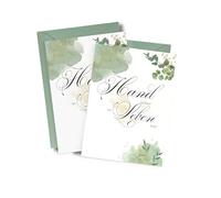 WBdesignz Set di 2 biglietti di auguri per matrimonio "Hand in Hand ein Leben lang", per matrimonio, fidanzamento o anniversario, design romantico, con buste DIN A6 (set da 2 pezzi)