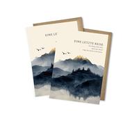 WBdesignz Set di 2 biglietti di condoglianze "Un ultimo viaggio" con buste, paesaggio di montagna, eleganti biglietti di condoglianze con consolazione, condoglianze e condoglianze in caso di lutto