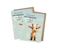 WBdesignz Set di 2 biglietti di scusa, formato DIN A6, con divertente motivo di capra "Ich muss mich scusdigen, das hab ich verbockt", per adulti e bambini, con buste DIN A6 (set da 2 pezzi)