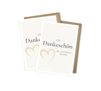 WBdesignz Set di 2 moderni biglietti di ringraziamento con buste, un ringraziamento che viene dal cuore, biglietti di ringraziamento per donne, uomini e colleghi, auguri d'amore con cuore (DIN A6)