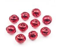 WBDWWTD 10 Pz/Pacco 24mm Oro Ferro Perline Sfuse in Metallo Jingle Bells Decorazione Natalizia Ciondolo Accessori Artigianali Fatti a Mano Materiale-Rosso-24mm 20 PZ-Lotto