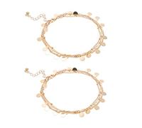 WBDWWTD 2 Pezzi creativi Catene per Caviglie Gioielli per i Piedi Donne cavigliere da Spiaggia all'aperto Eleganti Amici Multistrato Famiglia Accessorio Elegante per Ogni Occasione