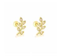 WBDWWTD 2 Pezzi Orecchini a Bottone in Argento Sterling con cartilagine per Le Donne Gioielli Piercing con zirconi in Foglia/Fiore/Luna