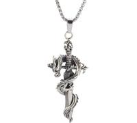 WBDWWTD Accessori Collana in Argento Sterling 925 con Spada del Drago per Uomo, Collana con Ciondolo Spada Vintage Katana - Collana con pugnale Hip-Hop per Donne, Collana con Spada Maestro per Le