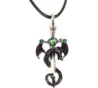 WBDWWTD Accessori Collana in Argento Sterling 925 con Spada del Drago per Uomo, Collana con Ciondolo Spada Vintage Katana - Collana con pugnale Hip-Hop per Donne, Collana con Spada Maestro per Le