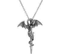 WBDWWTD Accessori Collana in Argento Sterling 925 con Spada del Drago per Uomo, Collana con Ciondolo Spada Vintage Katana - Collana con pugnale Hip-Hop per Donne, Collana con Spada Maestro per Le