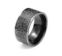 WBDWWTD Anelli Classici Anello da Uomo Quattro Angoli Mitico Drago Simboli greci Regalo di Gioielli Punk Vichinghi Maschili in Acciaio al Titanio retrò