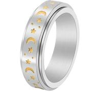 WBDWWTD Anello Luminoso in Acciaio Inossidabile con Stella Luna, Gioielli celesti per Le Donne, Regalo Notturno Rotante per lei