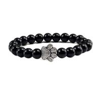 WBDWWTD Braccialetti 8mm Bracciale con Perline di Vero Cristallo Pietre Naturali Zampa di Gatto Elastico Intrecciato Rotondo Bianco 17 cm x 7 mm 1 PZ per Il Ballo di fine Anno