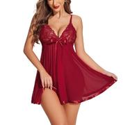 WBDWWTD Completi per Indumenti da Notte in Rete Chemise con Cinturino in Pizzo da Donna