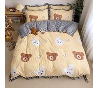 WBDWWTD Copripiumini per Letto Matrimoniale Giallo, Set Biancheria da Letto King Size Floreale, Copripiumini per Letto Matrimoniale Set Biancheria da Letto per Bambini con Lenzuolo con Angoli Set