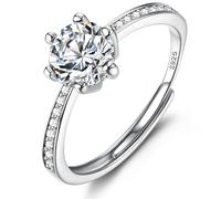 WBDWWTD JeweBella Anelli in Argento Sterling 925 per Donne Ragazze Anello Regolabile con Zirconi Cubici Anello in Argento per l'Eternità Anello per Il Pollice Anelli di Fidanzamento per Matrimonio