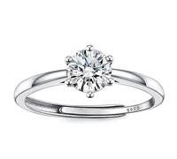 WBDWWTD JeweBella Anelli Regolabili in Argento Sterling 925 per Donne Anello di Fidanzamento Anello di Promessa per l'Eternità FEDI Nuziali Anello per Pollice con Zirconi Cubici per Donne Ragazze