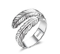 WBDWWTD JeweBella Anello in Argento Sterling 925 per Donna Anello in Argento per l'eternità con Piume Ali d'Angelo Anelli per Pollice Aperti Regolabili