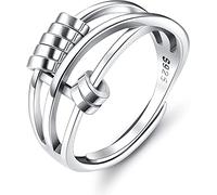 WBDWWTD MILACOLATO Anello Ansia in Argento Sterling 925 per Donna Uomo Anelli di Pace Fidget per Ansia Anello Spinner Antistress Anelli a Fascia Regolabili retrò Anello Rotante per Sollievo Ansia
