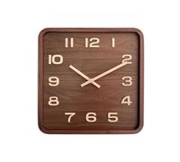 WBDWWTD Office Decorazioni da Parete in Legno Orologio da Parete Quadrata Orologio Vintage Noce Muto Cinese Orologio Sedile Senza punzonatura Orologio da Parete per Le camere da Letto (Grande)