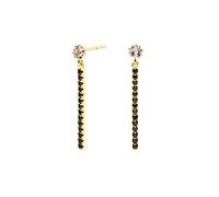 WBDWWTD Orecchini a Bottone in Vero Argento Sterling al 100% per Le Donne Orecchini con Orecchini penetranti in zirconi Neri