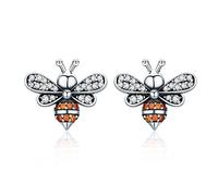 WBDWWTD Orecchini a Bottone squisiti in Argento Sterling 925 con Storia di api Trasparenti CZ per Gioielli in Argento alla da Donna