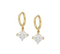 WBDWWTD Orecchini a Cerchio in Vero Argento Sterling con Perle di zirconi Quadrati per Le Donne Orecchini Pendenti Rotondi con Gioielli Pendientes