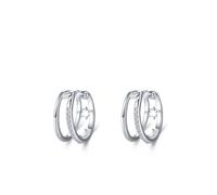 WBDWWTD Orecchini a Clip a Cerchi da Donna in Argento Sterling 925 con zirconi cubici, Orecchini a Forma di Luna in Argento con zirconi cubici da Donna, Adatti per Il Compleanno