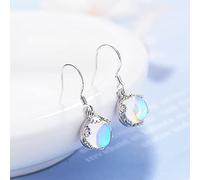 WBDWWTD Orecchini in Pietra di Luna da Donna in Argento Sterling 925 alla, Stile Coreano Temperamento Affascinante promessa Regalo di gioielleria, Orecchini con Pietre Portafortuna Delicate lucidate