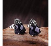WBDWWTD Orecchini per Ragazze, Orecchini Pendenti in Argento Sterling, Gioielli tailandesi Fatti a Mano, Femminili, con Granato Rosso sfaccettato, abbinati a Tutta l'arenaria Blu,