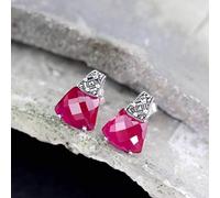 WBDWWTD Orecchini per Ragazze, Orecchini Pendenti in Argento Sterling, Gioielli tailandesi Fatti a Mano, Femminili, con Granato Rosso sfaccettato, abbinati a Tutta l'arenaria Blu,