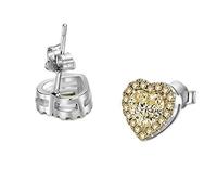 WBDWWTD Orecchino a Bottone con Pietra preziosa Rosa a Forma di Cuore Orecchini da Sposa di Fidanzamento con Gioielli in Vero Argento Sterling al 100% per Le Donne Nuziali