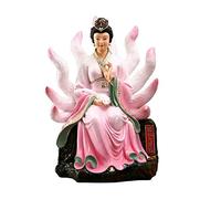 WBDWWTD Ornamenti Feng Shui Statua di Buddha Realistica Statua di Volpe a Nove Code Decorazione fortunata Resina Spirituale Soggiorno Decor Rosa/Bianco Yoga Zen Decor Dio della Fortuna (Color : Pink,