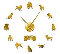 WBDWWTD Orologio da Parete American Pit Decorativo 3D Orologio da Parete Fai -da -Te American Staffordshire Terrier Fashion Home Orologio con Adesivi per Numeri a Specchio