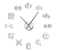 WBDWWTD Orologio da Parete Bodybuilder Sport 3D dighell Orologio da Parete donazione Unica Dono per Bodybuilding per Il Fitness Amante Palestra dell'acrilico Specchio Effetto Decorazione da Parete