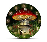 WBDWWTD Orologio da Parete Dreamyland Mushroom House Art Stampe Orologio da Parete Orologio spazzato per Bambini per la Sala da Fata a Scuola Materna Stravagante.