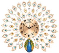 WBDWWTD Orologio da Parete Luxury Diamond Crystal Leaf Gruppo da Parete Grande con quadrante Digitale Arabo Metal Living Room Creative Fashion Silent Wall Watch Style Orologio da Parete